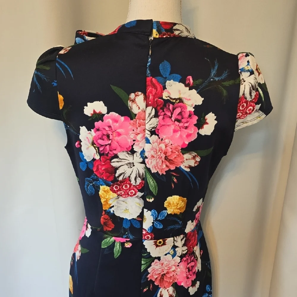 New York & Company Navy Floral Midi Dress - Picture 4 of 5